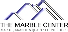 A logo of the marble center for granite and quartz construction.