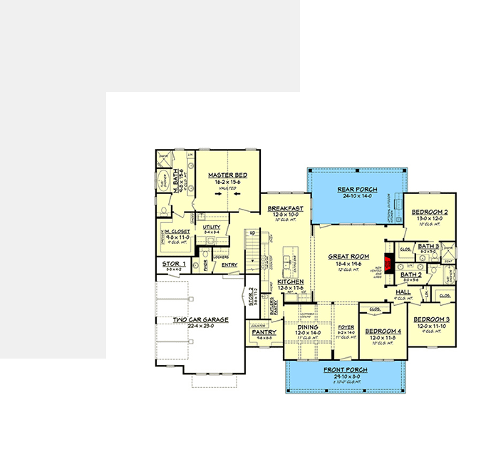 A floor plan of a house with two separate rooms.